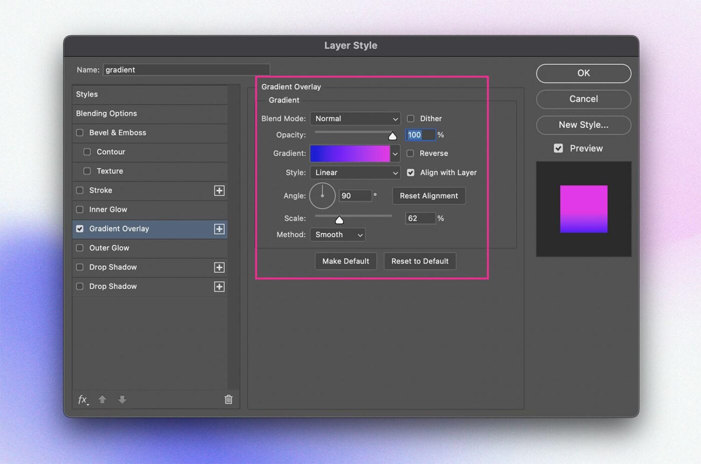 Xác nhận áp dụng Gradient